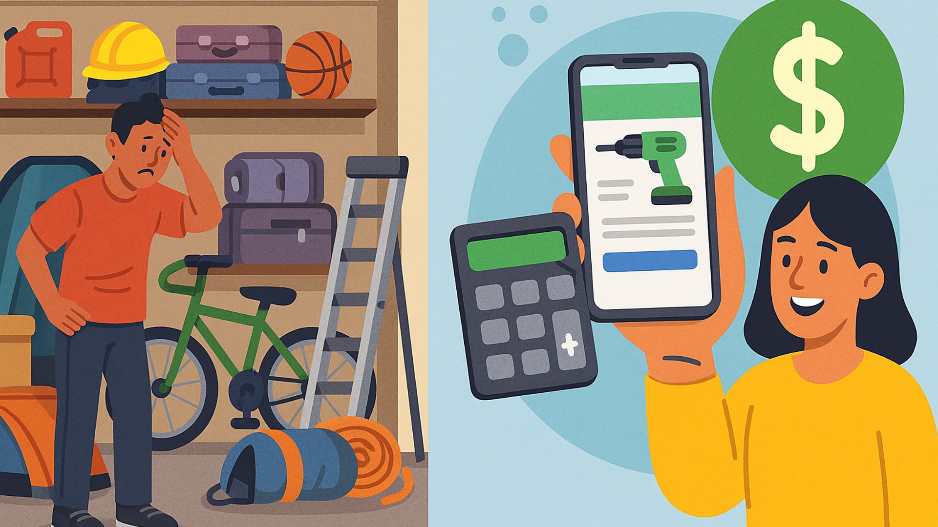 Calculator and cost comparison illustration